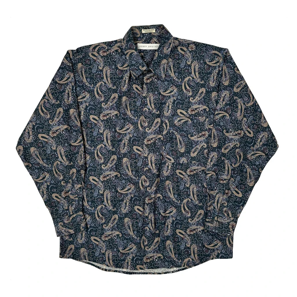Henry Grethel Patterned Shirt - Medium Blue Cotton