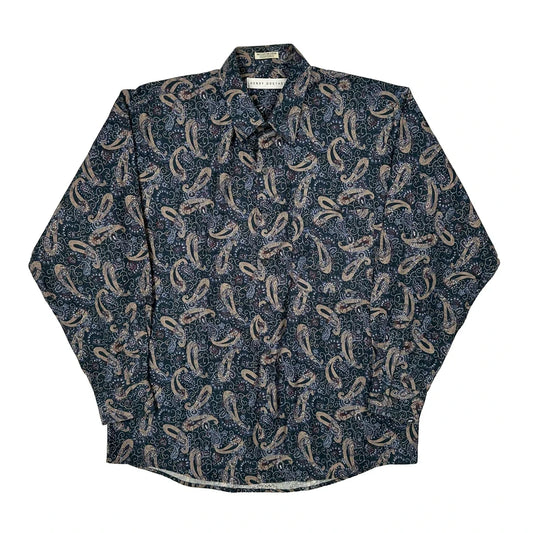 Henry Grethel Patterned Shirt - Medium Blue Cotton