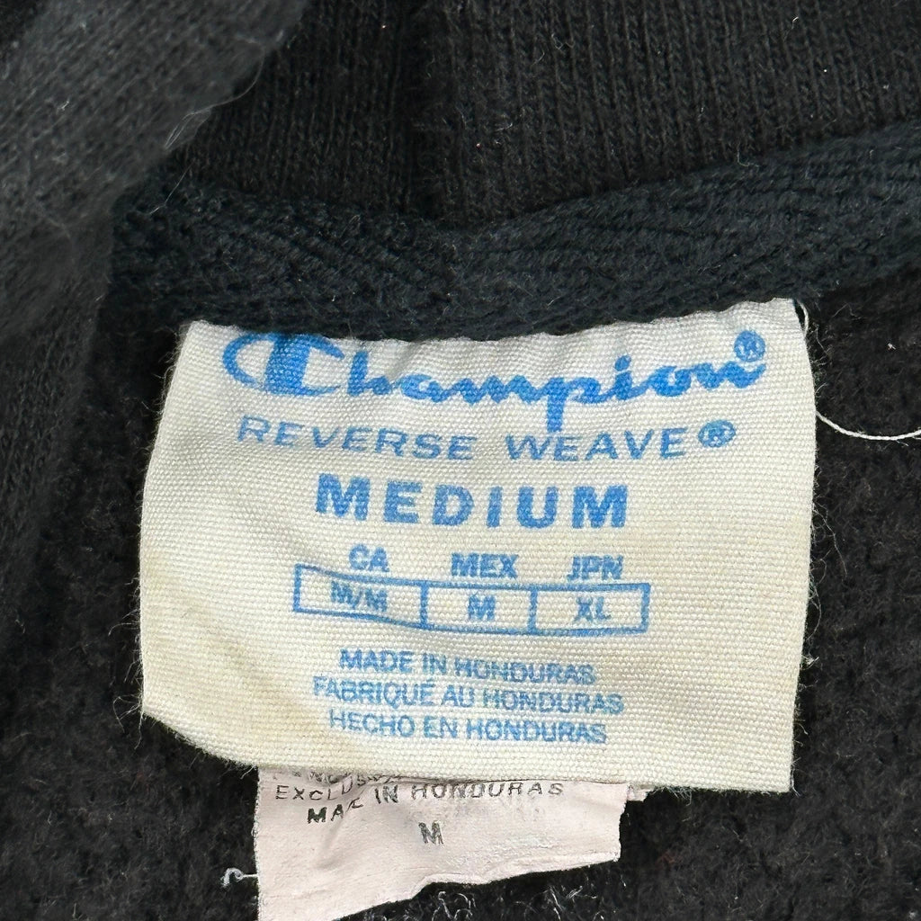 Reverse Weave Champion Spellout Hoodie - Medium Black Cotton Blend
