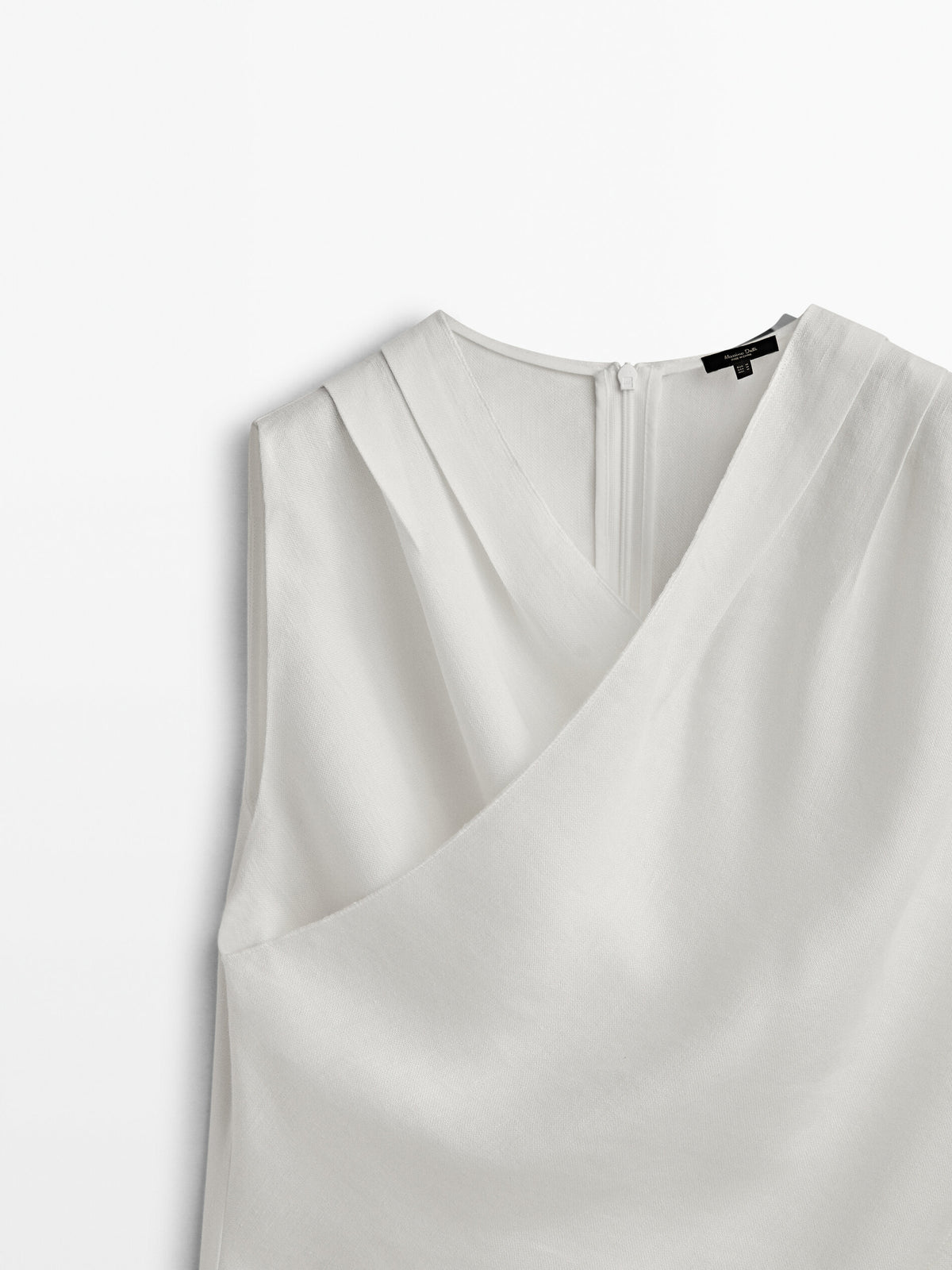 Top cruzado con lino - BLANCO