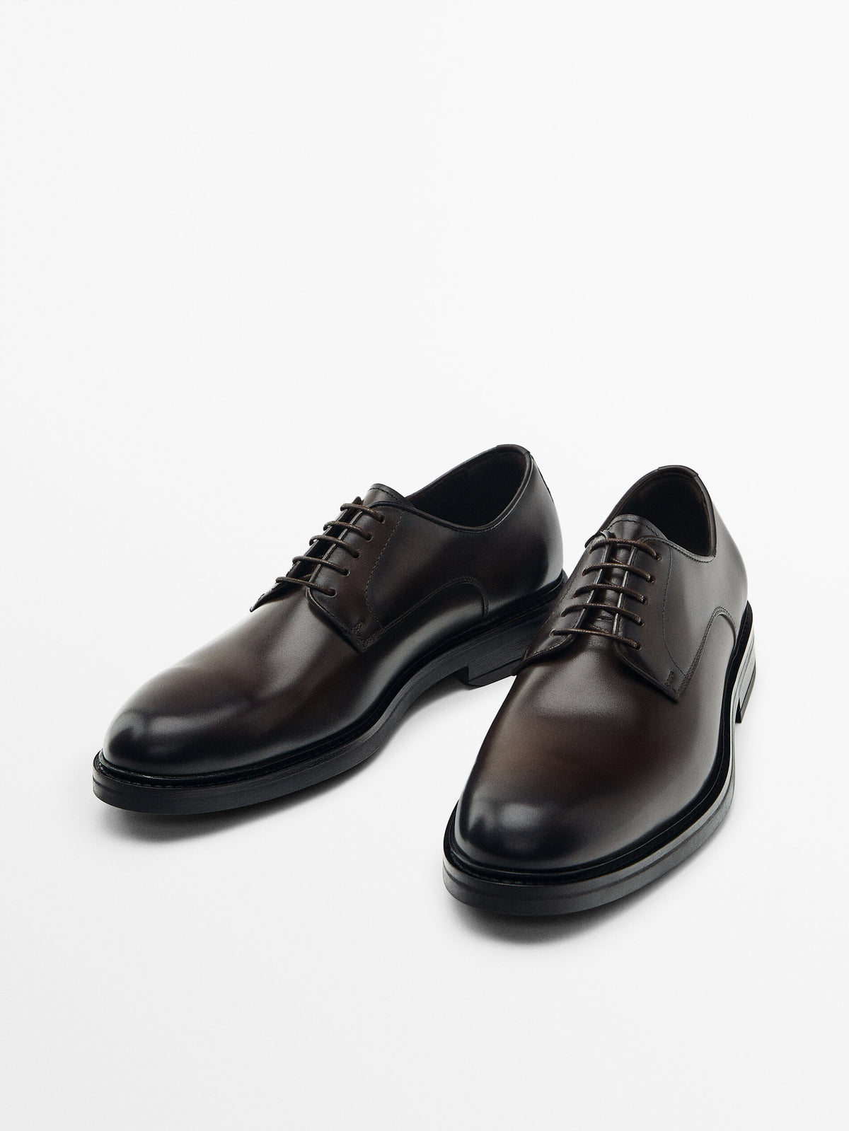 Zapato derby piel marrón - MARRÓN