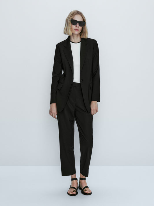 Pantalón traje lana fría - NEGRO