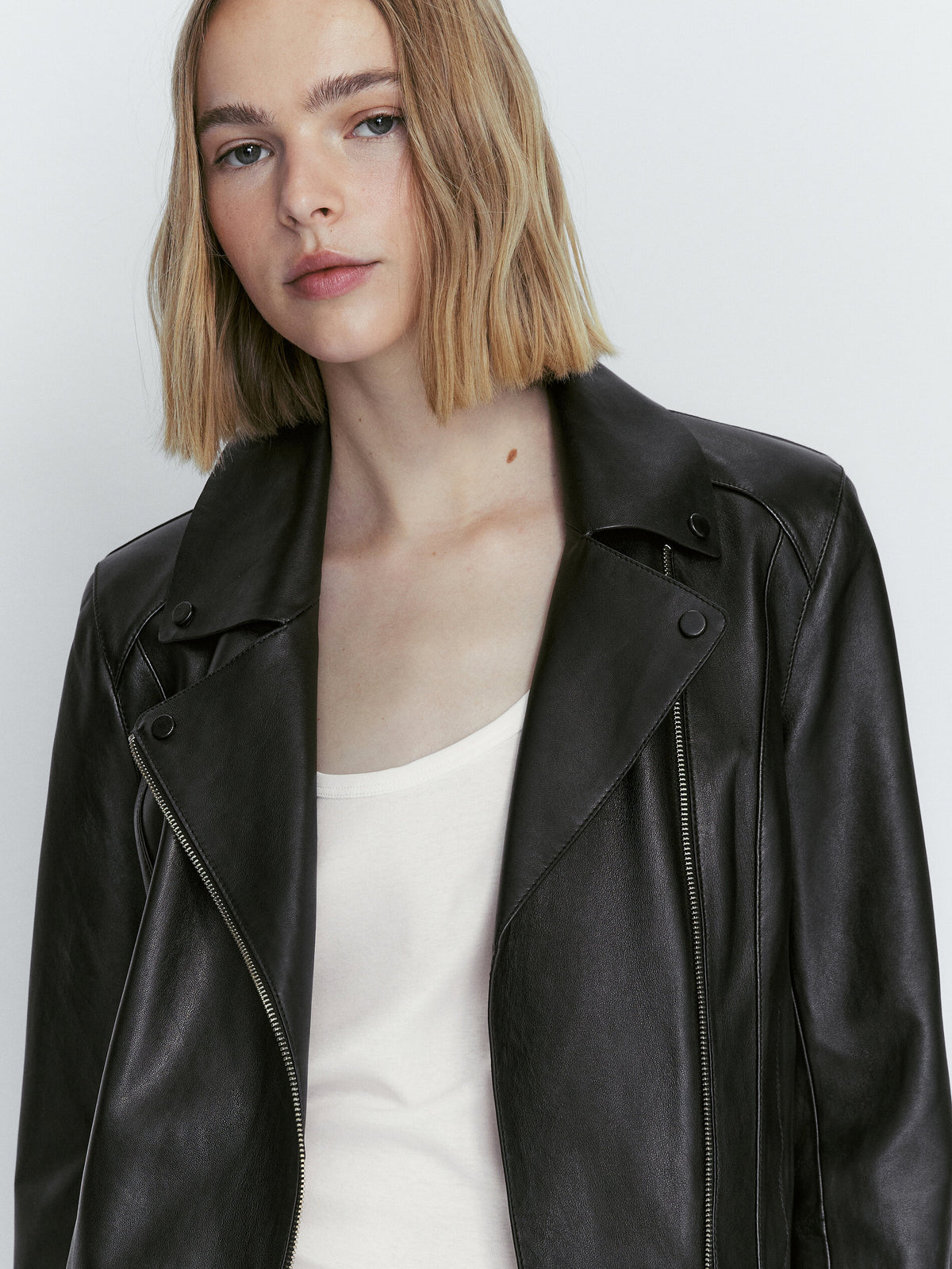 Chaqueta biker piel napa - NEGRO