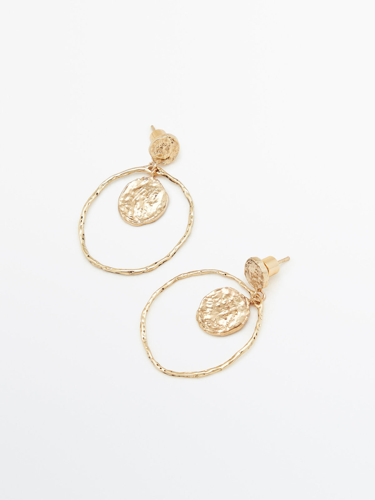 Pendientes moneda colgante baño oro - DORADO