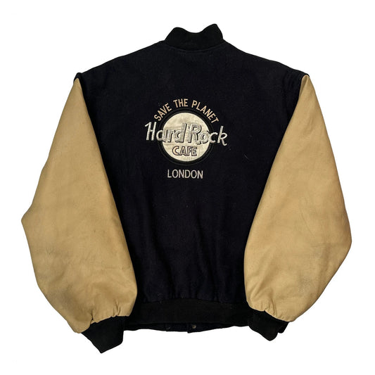 Hard Rock Cafe Varsity Jacket - Large Black Leather