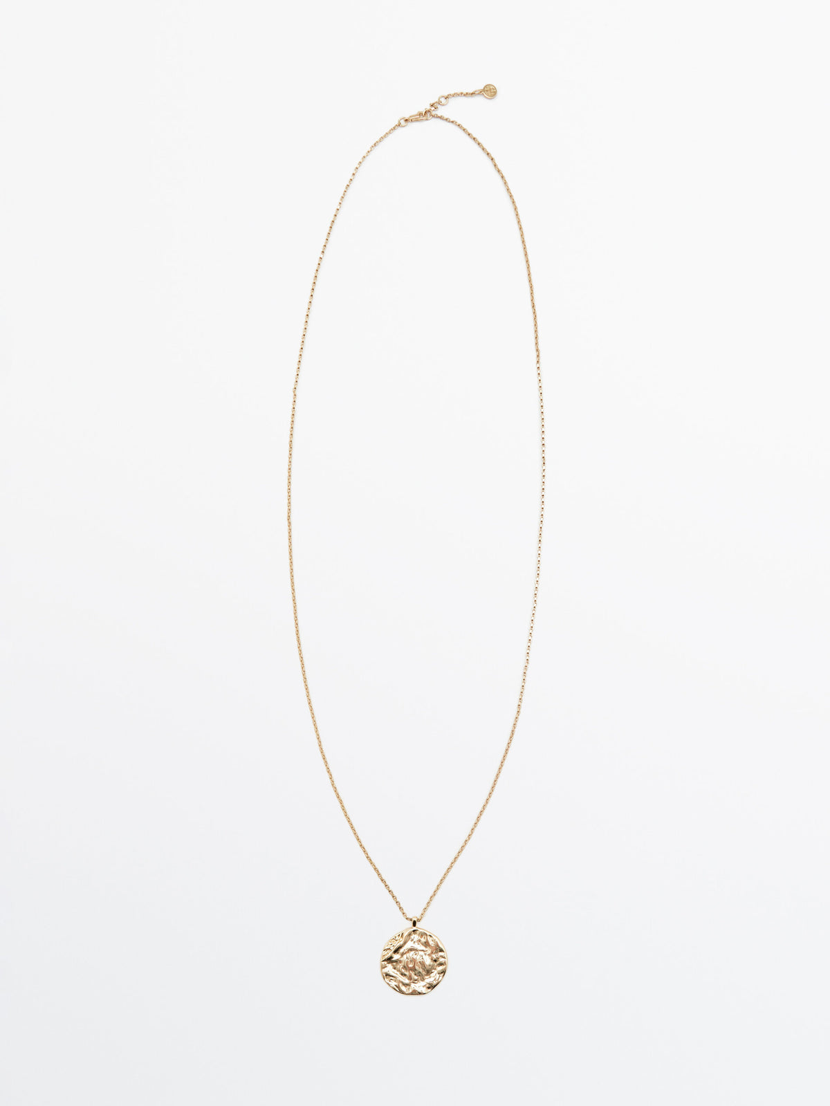 Collar largo moneda textura baño oro - DORADO