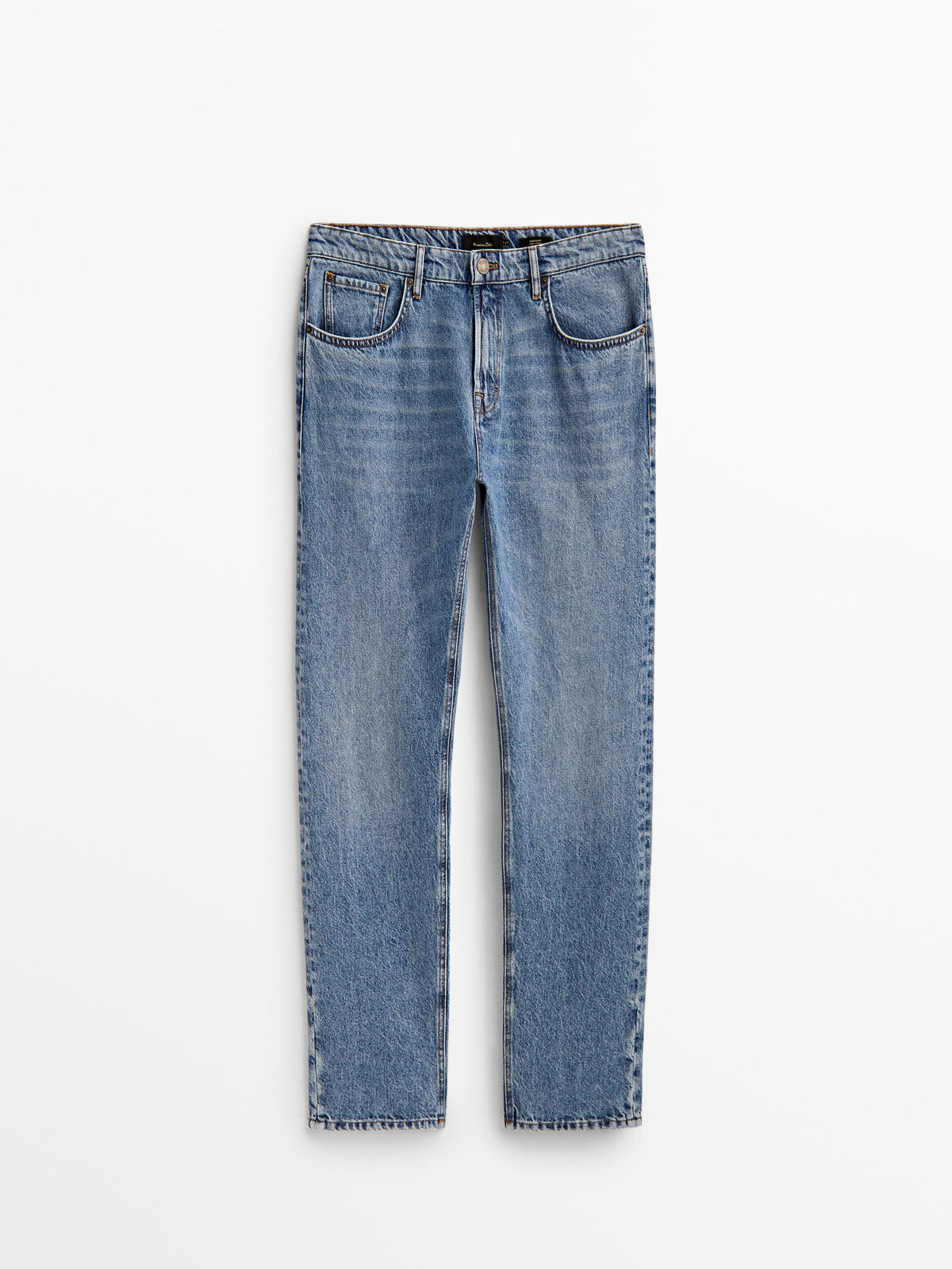 Pantalón vaquero mid stone wash tapered fit - INDIGO
