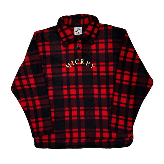 Mickey Mouse Mickey & Co. Checked Flannel Shirt - Large Red Polyester