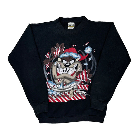 Looney Tunes Tultex Taz Christmas Sweatshirt - XL Black Cotton Blend