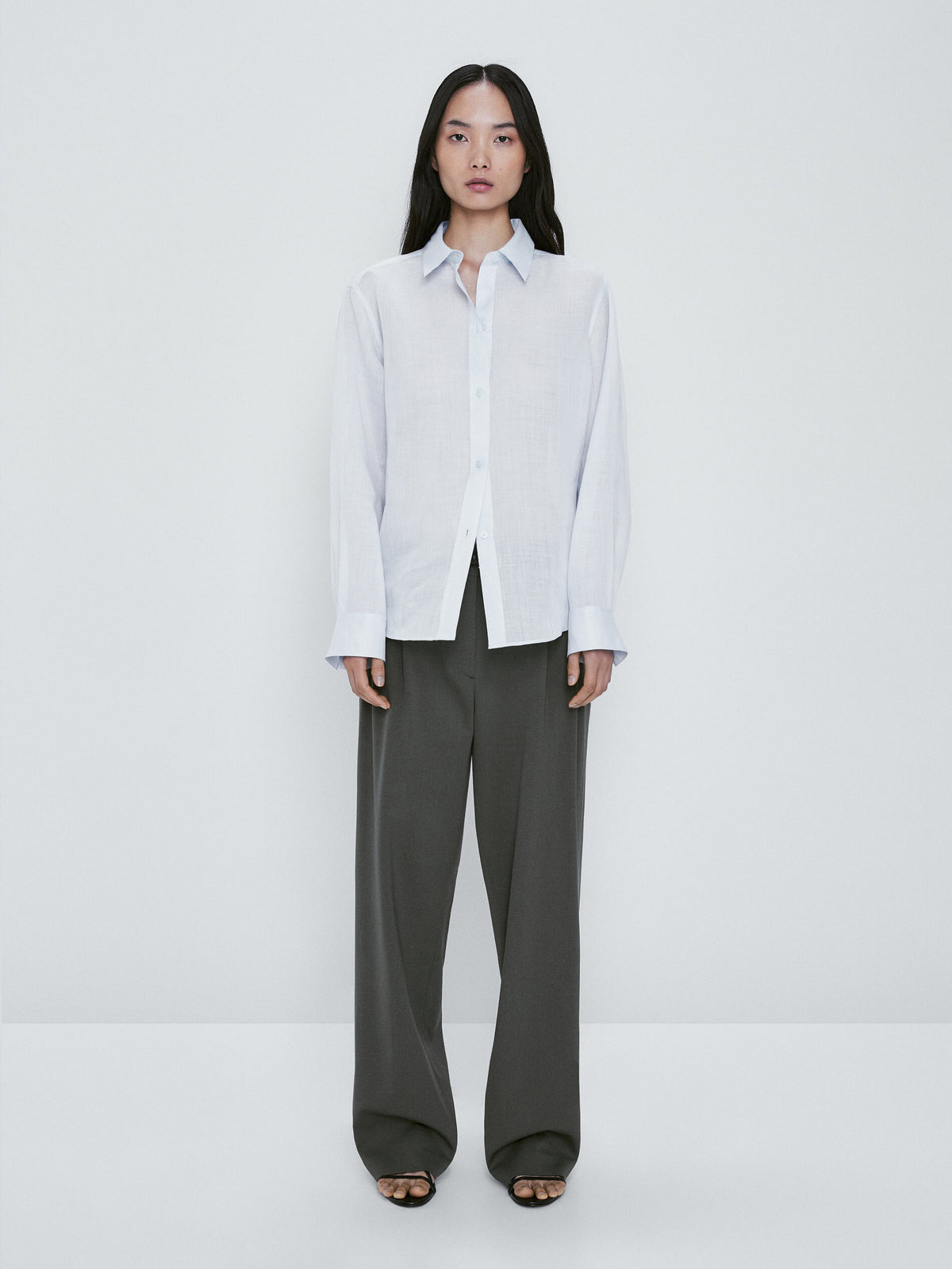 Camisa 100% ramio - CELESTE