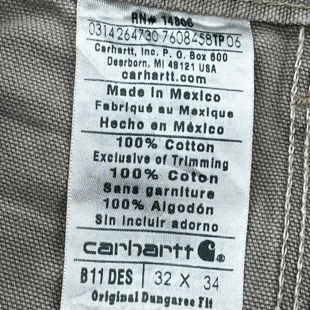 Carhartt B11 Des Carpenter Pants - 32W 33L Gray Cotton