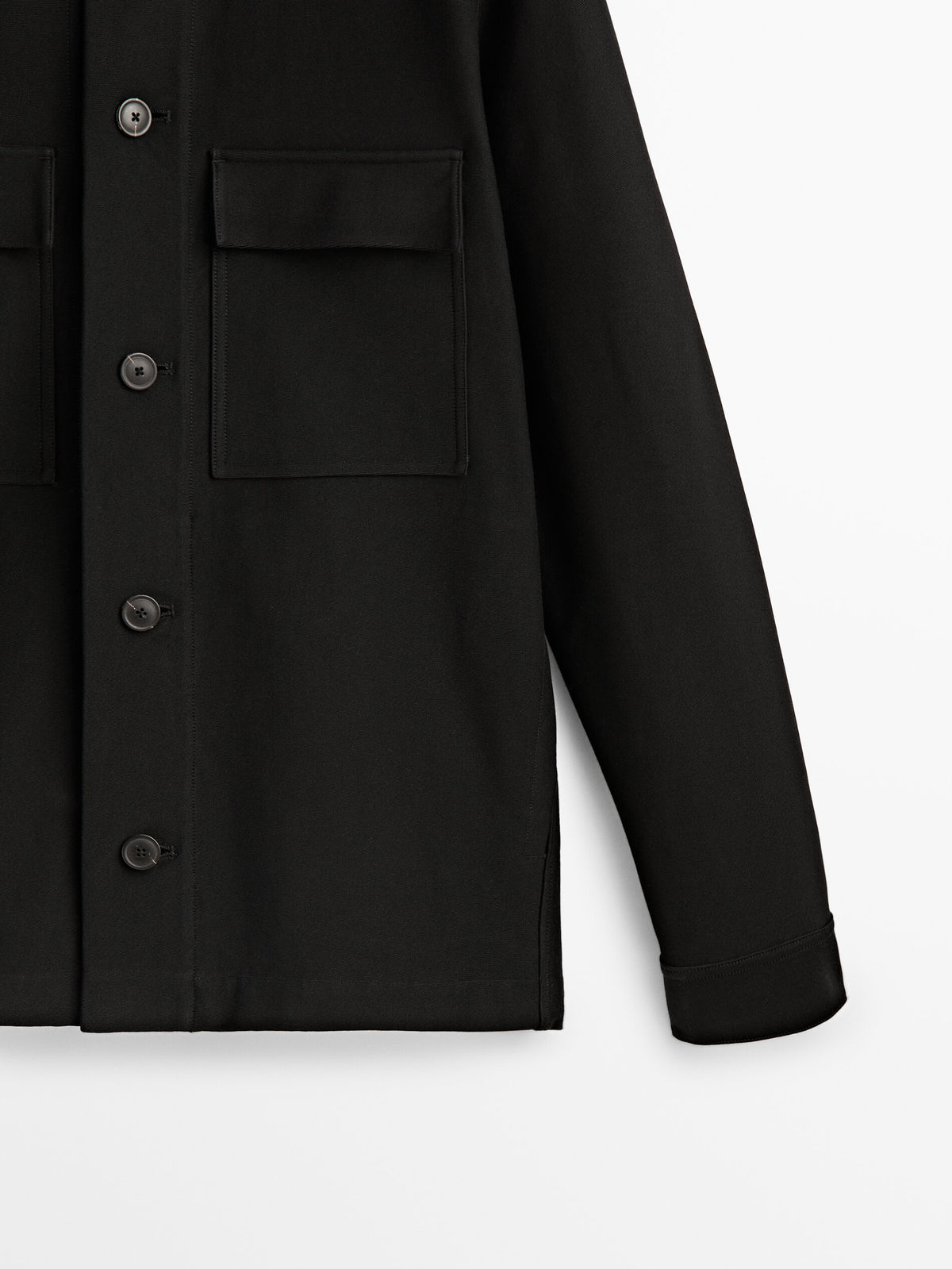 Sobrecamisa sarga algodón bolsillos - NEGRO