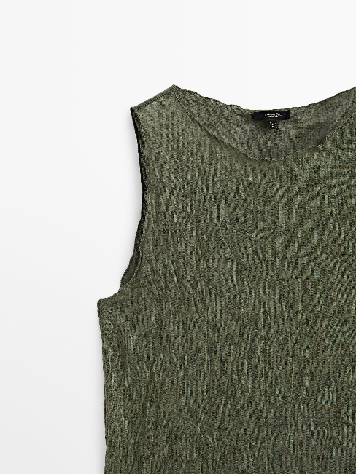 Camiseta mezcla lino efecto arrugado - KAKI CLARO