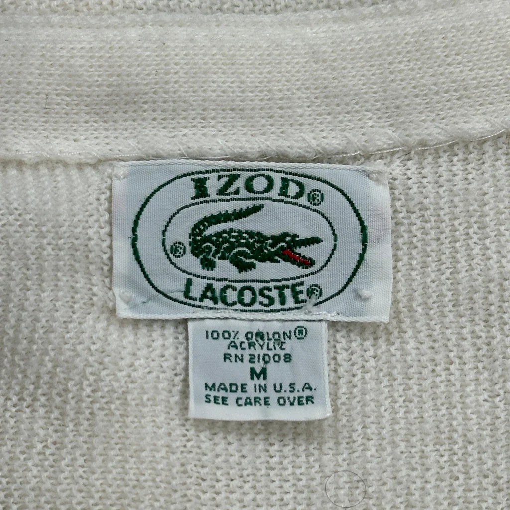Made In USA Lacoste Izod Cardigan - Medium White Acrylic