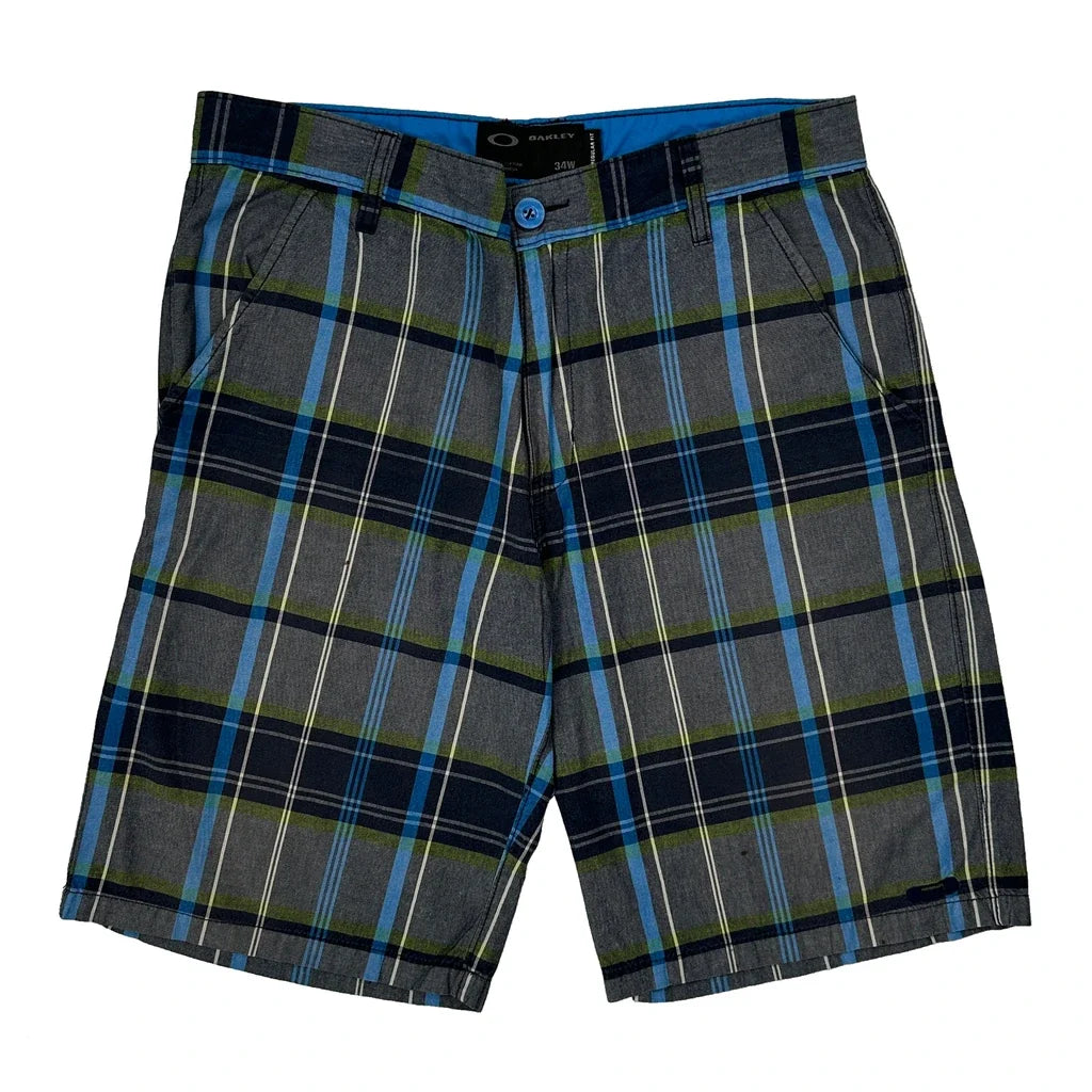 Oakley Checked Chino Shorts - 34W 10L Gray Cotton