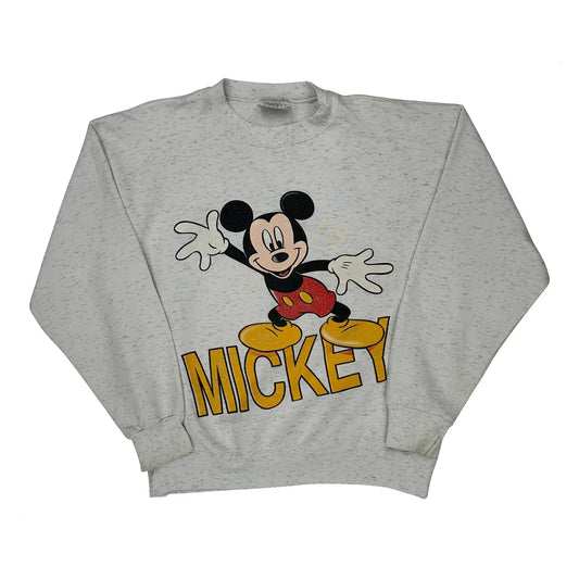 Mickey Mouse Disney Cartoon Sweatshirt - Large Gray Cotton Blend