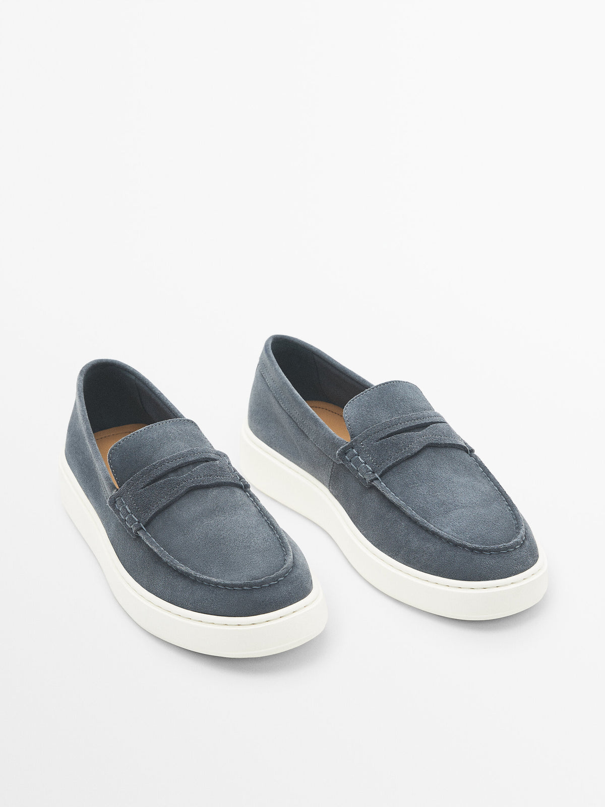 Mocasín serraje antifaz - Azul lavado