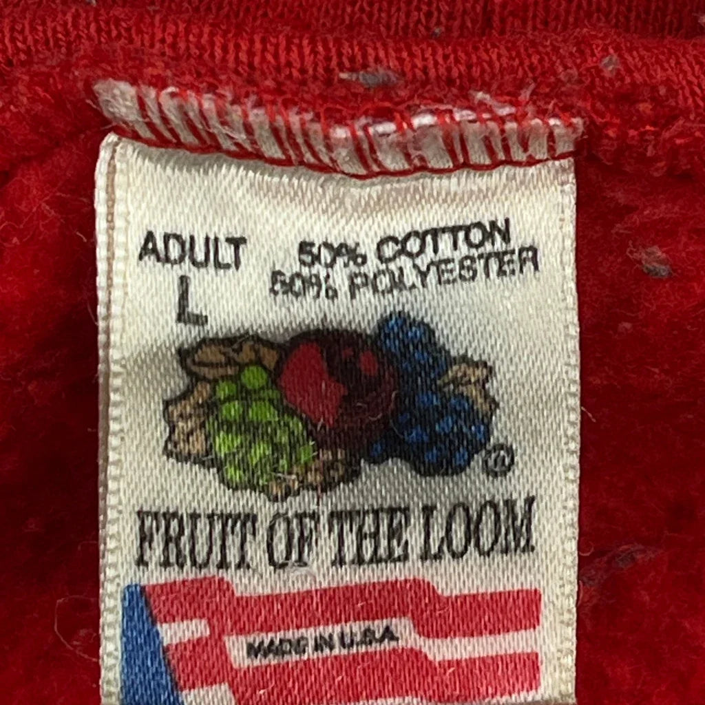 Made In USA Marlboro Fruit Of The Loom Graphic Hoodie - Large Red Cotton Blend
