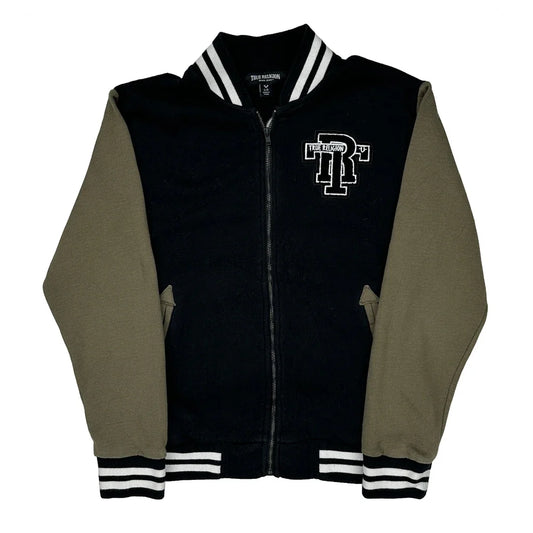 True Religion Varsity Jacket - Large Black Cotton