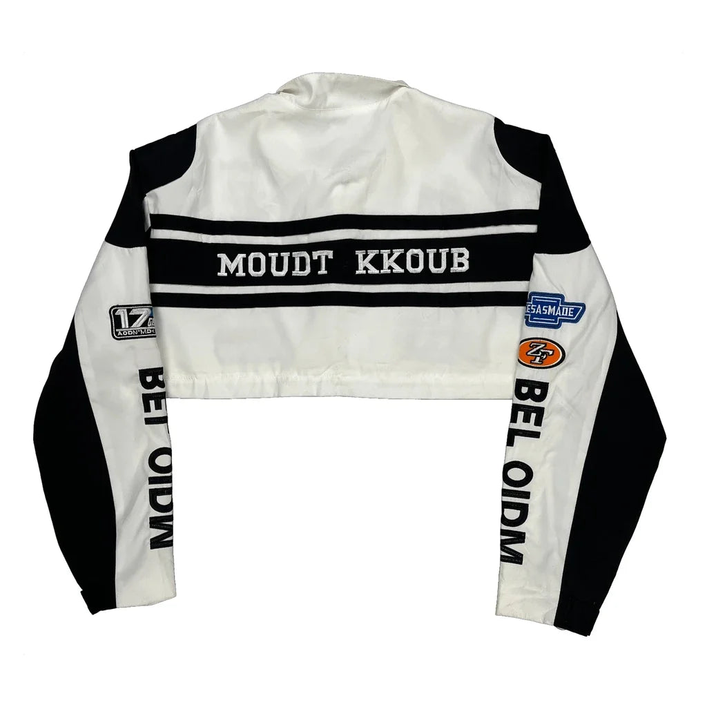 Moudt Kkoub Nascar Graphic Cropped Jacket - XL Black Polyester