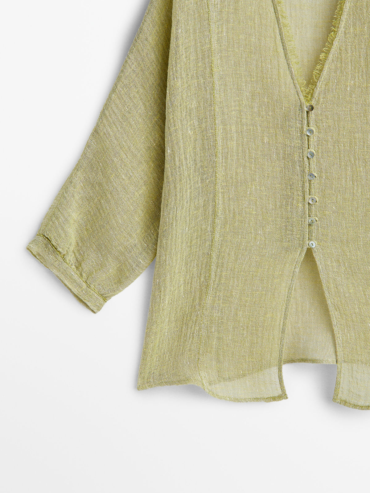 Camisa mezcla lino acabado gofrado - Piedra