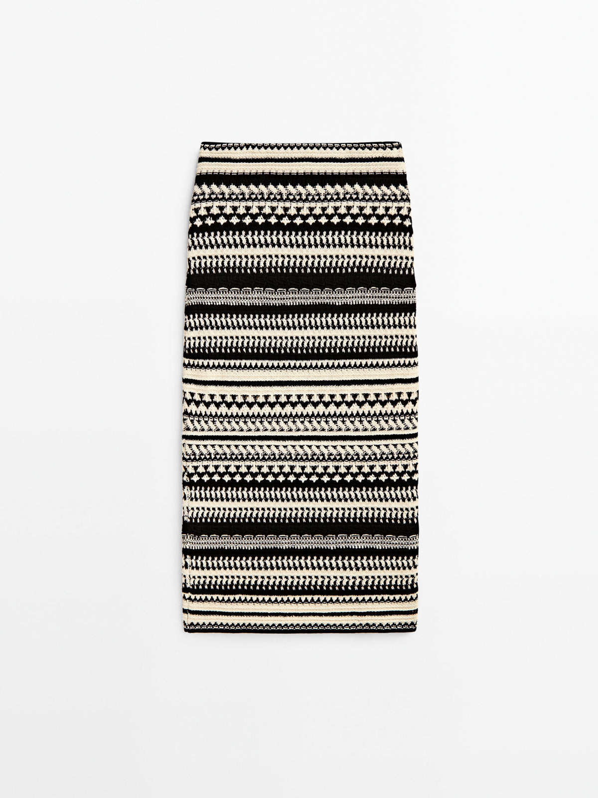 Falda midi punto jacquard - CRUDO