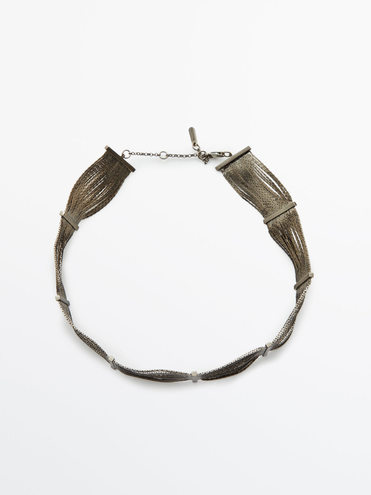 Collar choker cascada mini cadena - Plata