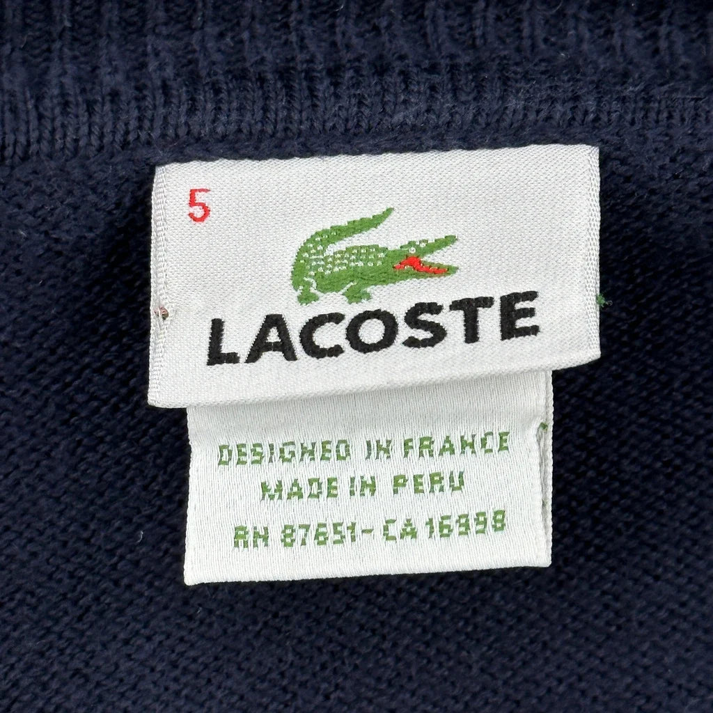 Lacoste V-Neck Sweater - Large Navy Cotton