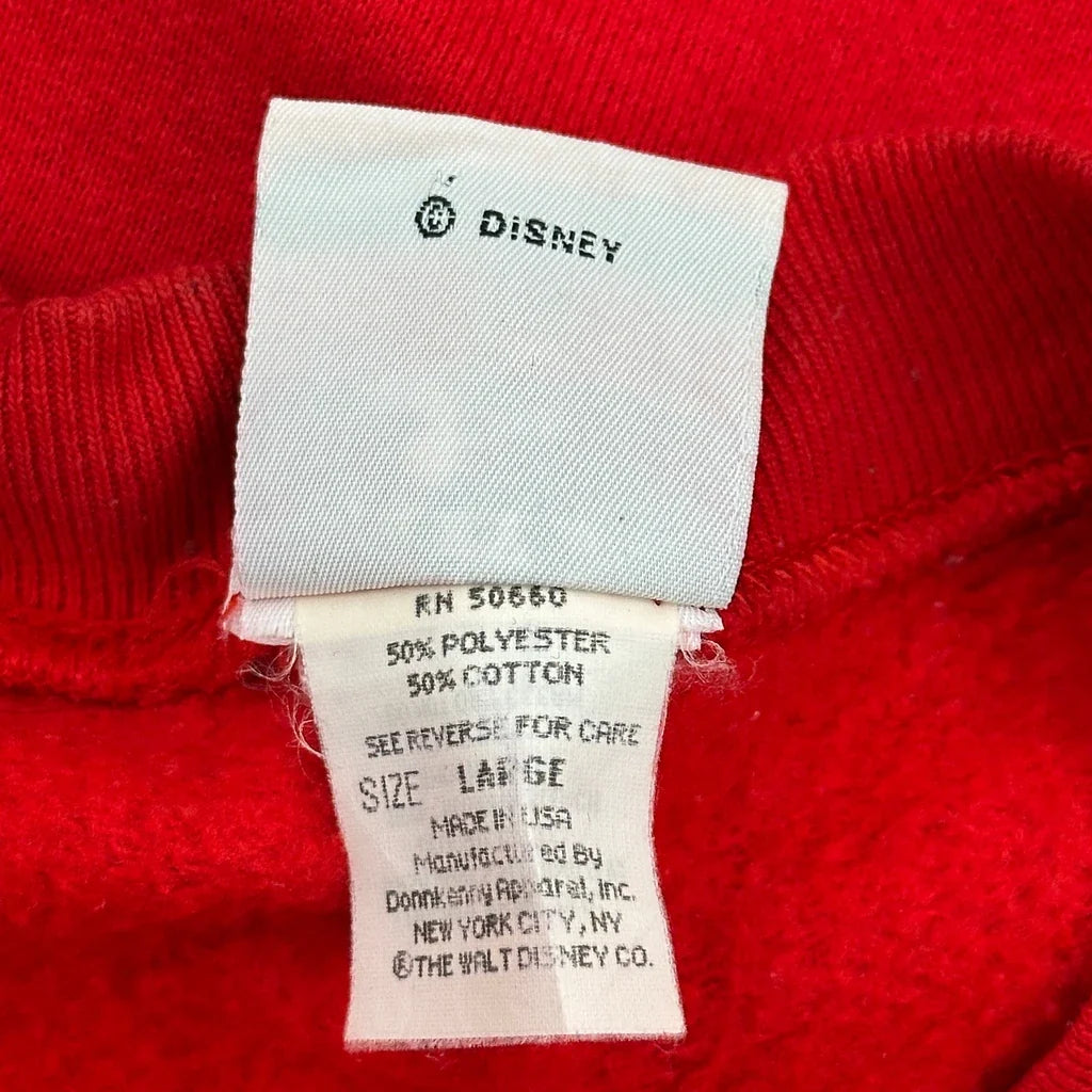 Mickey Mouse Disney Graphic Sweatshirt - Large Red Cotton Blend
