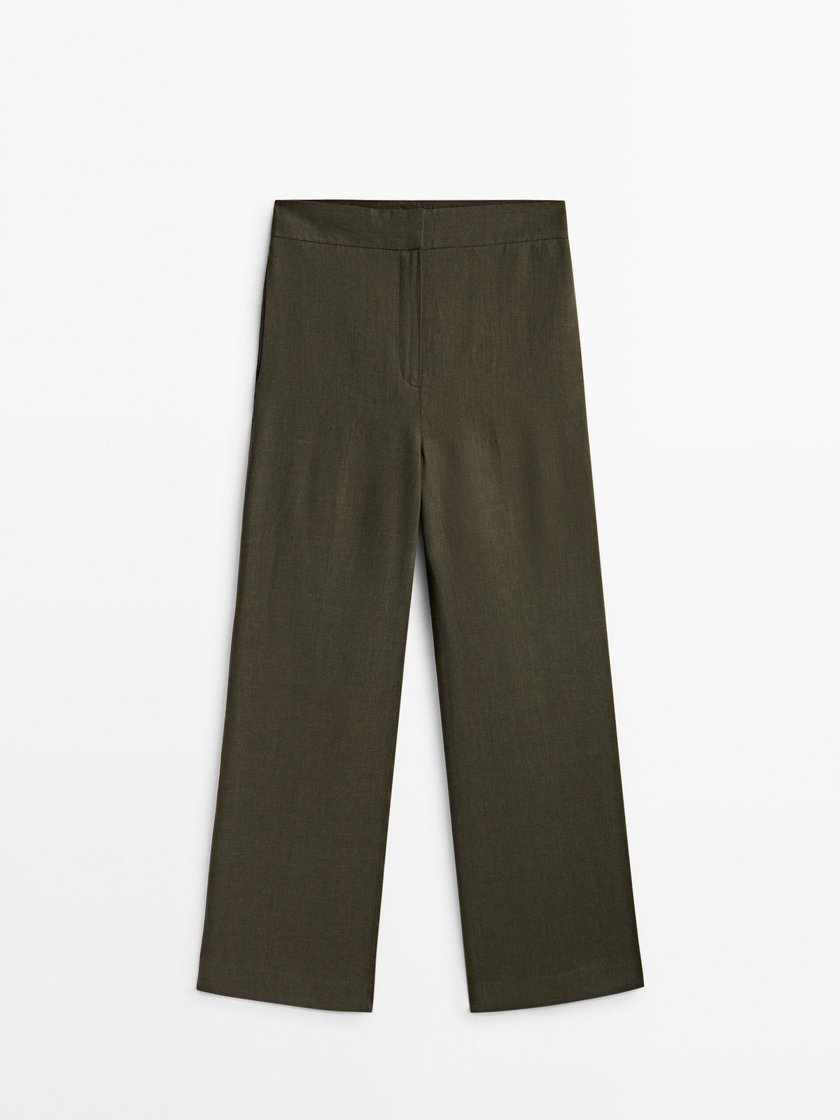 Pantalón traje 100% lino cropped - GRIS