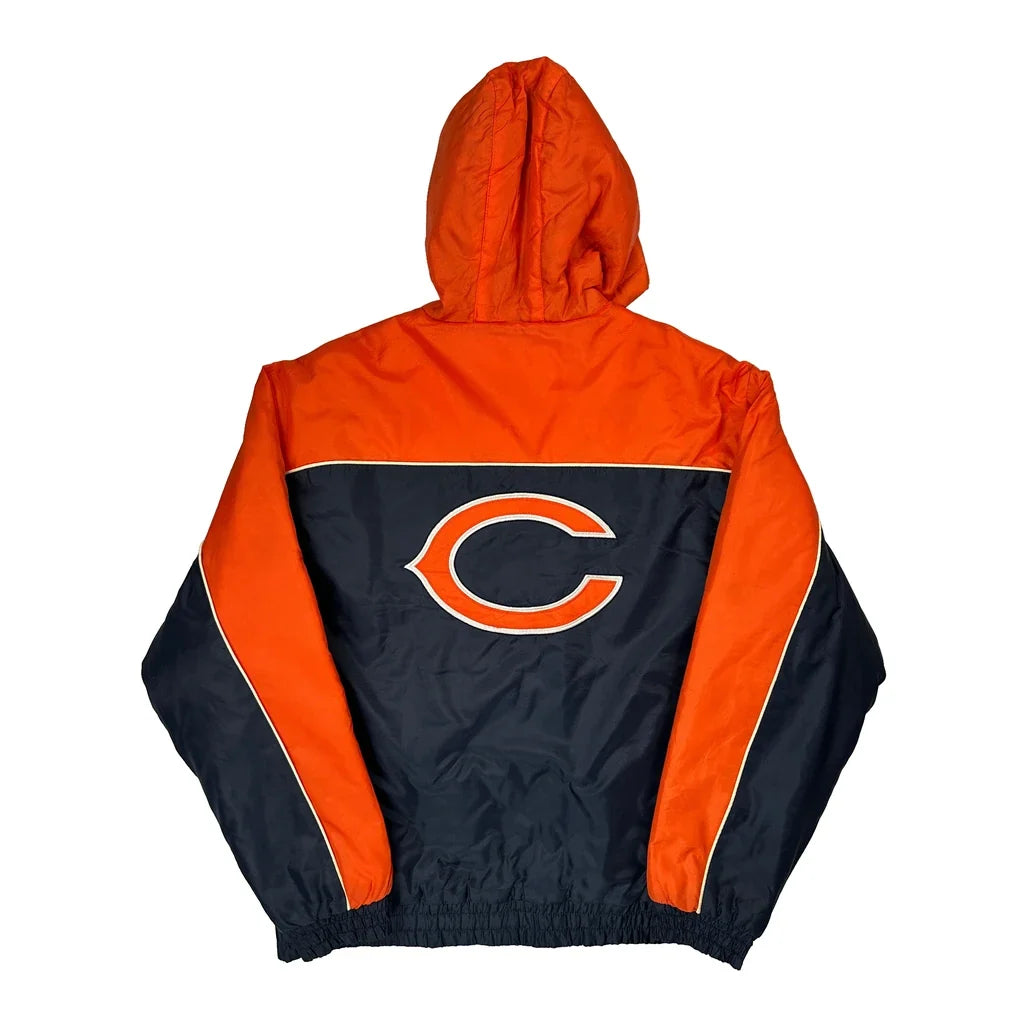 Bears Nfl Football Jacket - Large Orange Nylon