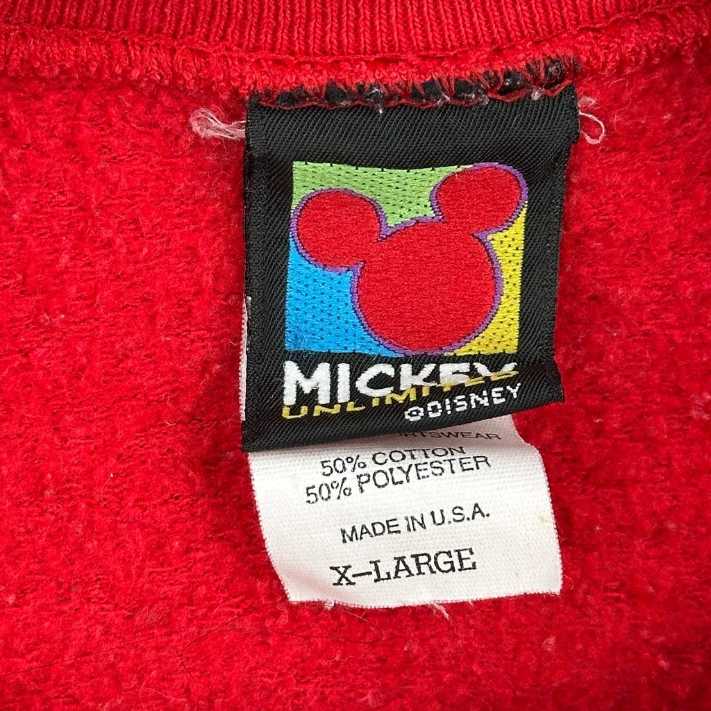 Made In USA Disney Mickie Mouse Sweatshirt - XL Red Cotton Blend