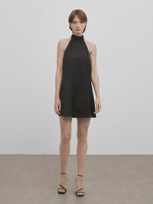 Vestido corto halter -Studio - NEGRO