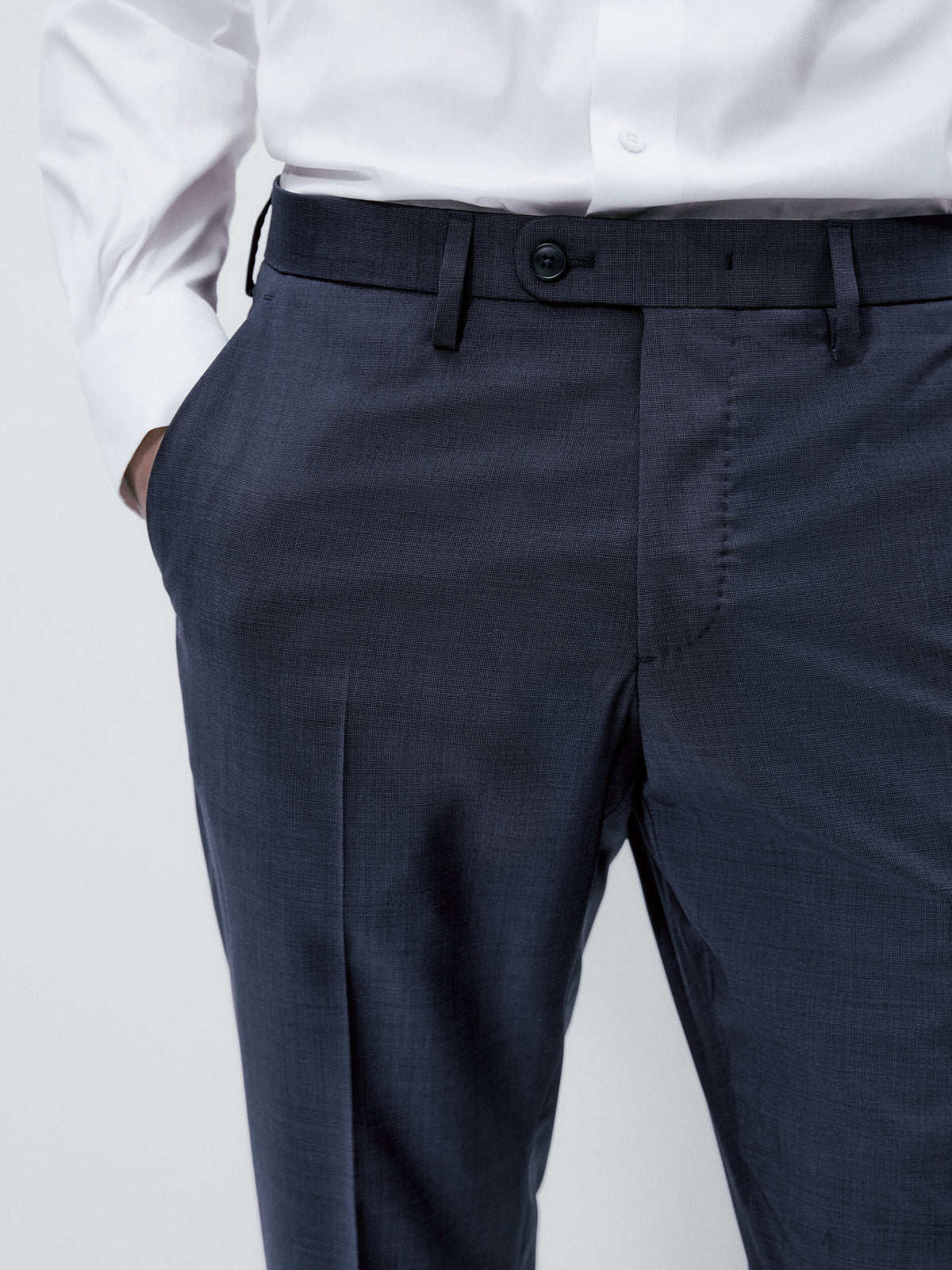 Pantalón traje fil a fil azul lana - AZUL MARINO