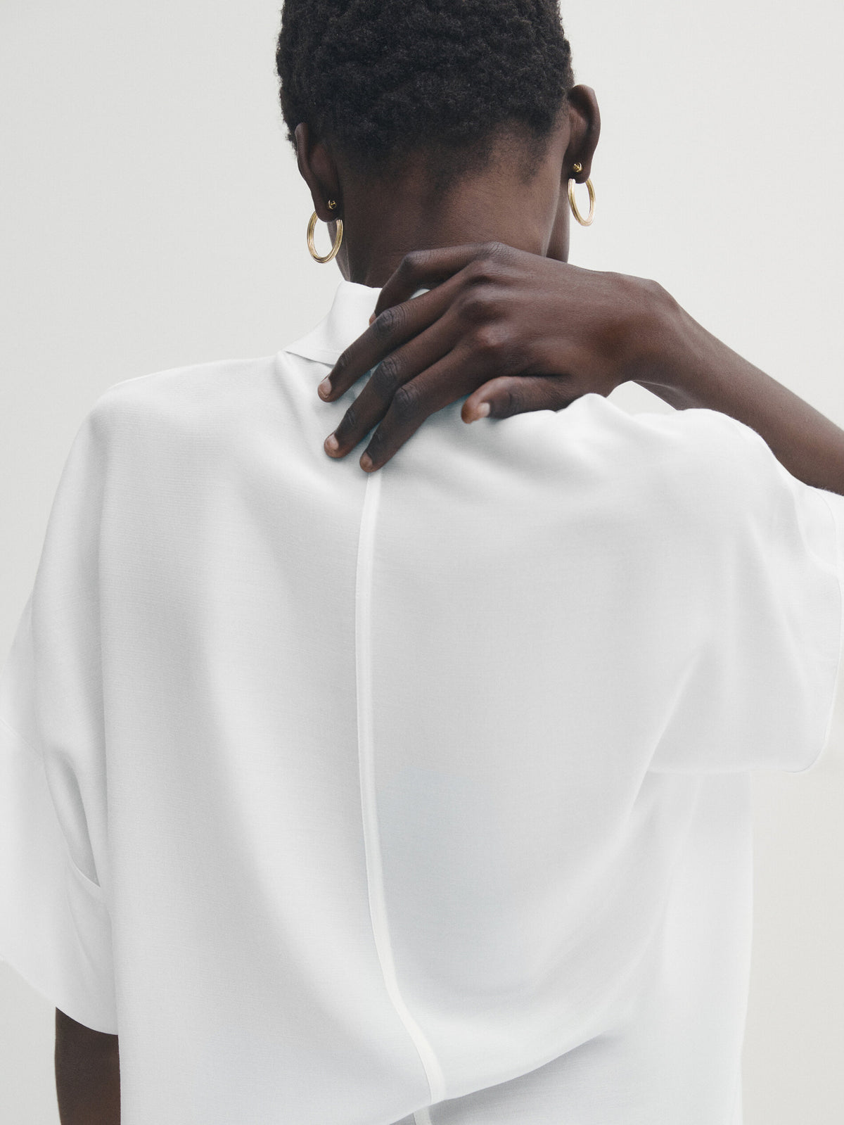 Camisa fluida manga corta - BLANCO