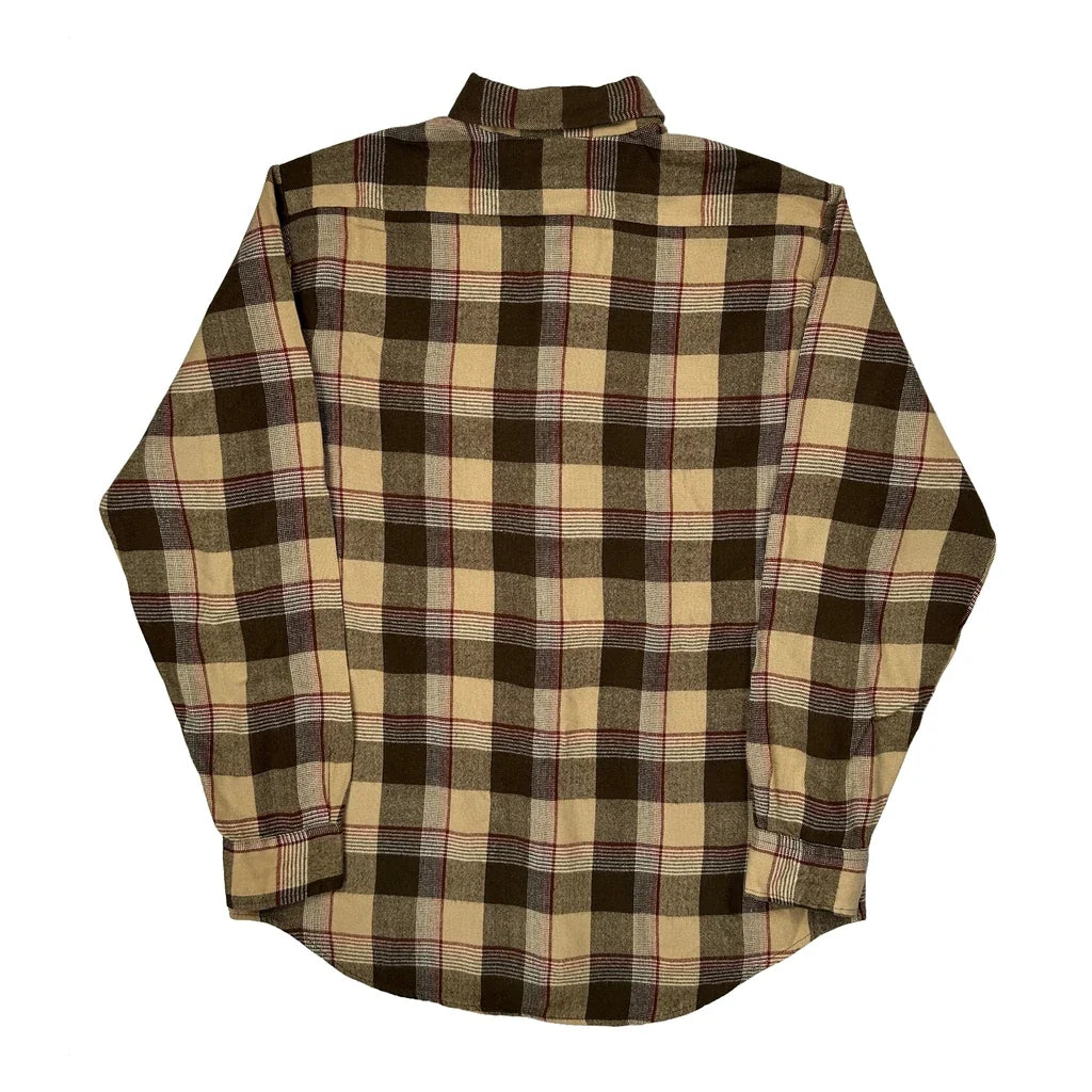 Sears Checked Flannel Shirt - Large Brown Cotton