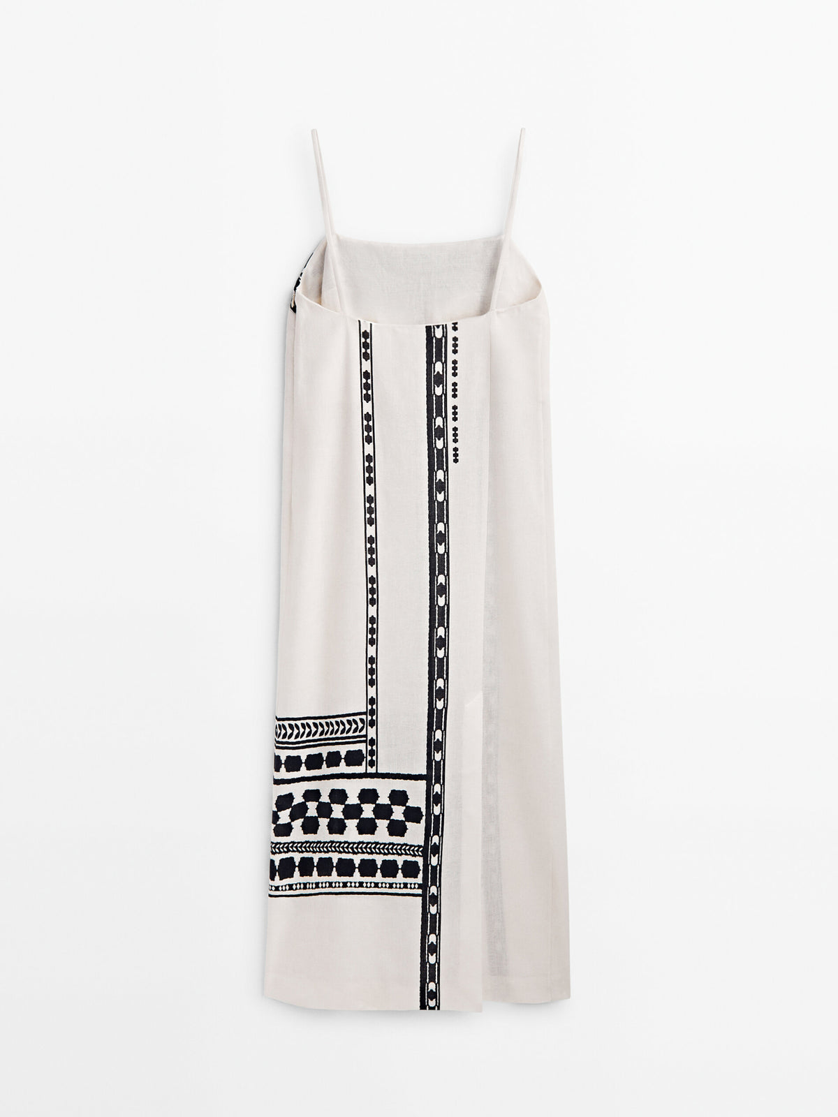Vestido midi tirantes detalle cenefa - CRUDO