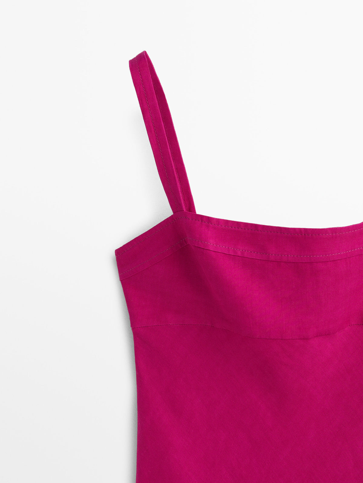 Vestido midi con lino tirantes - Buganvilla