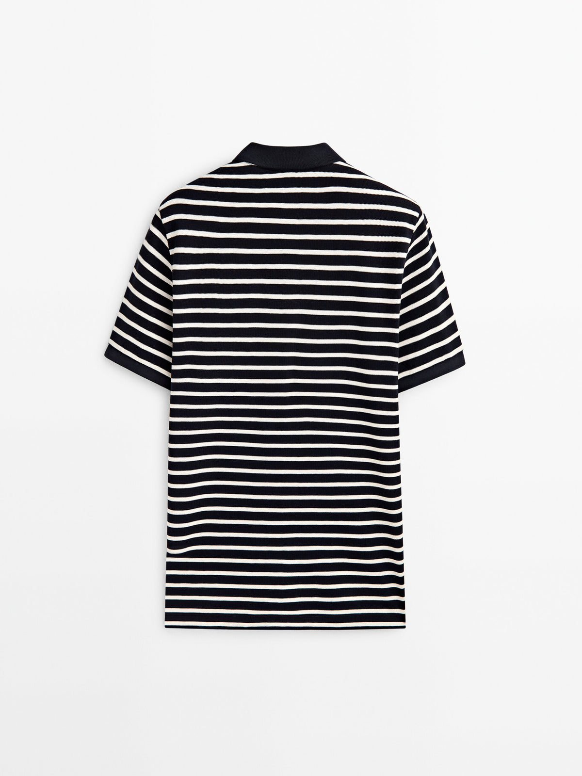Polo rayas manga corta algodón - AZUL MARINO