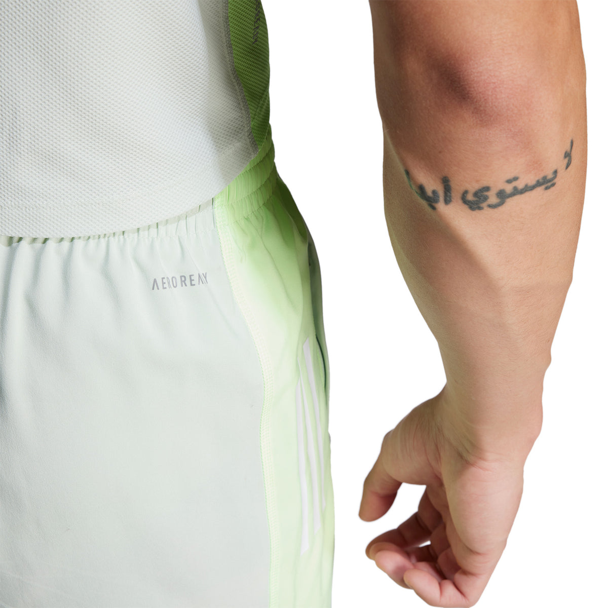 adidas Own The Run Logo 5in Pantaloncini Linen Green/Green Spark/Halo Silver
