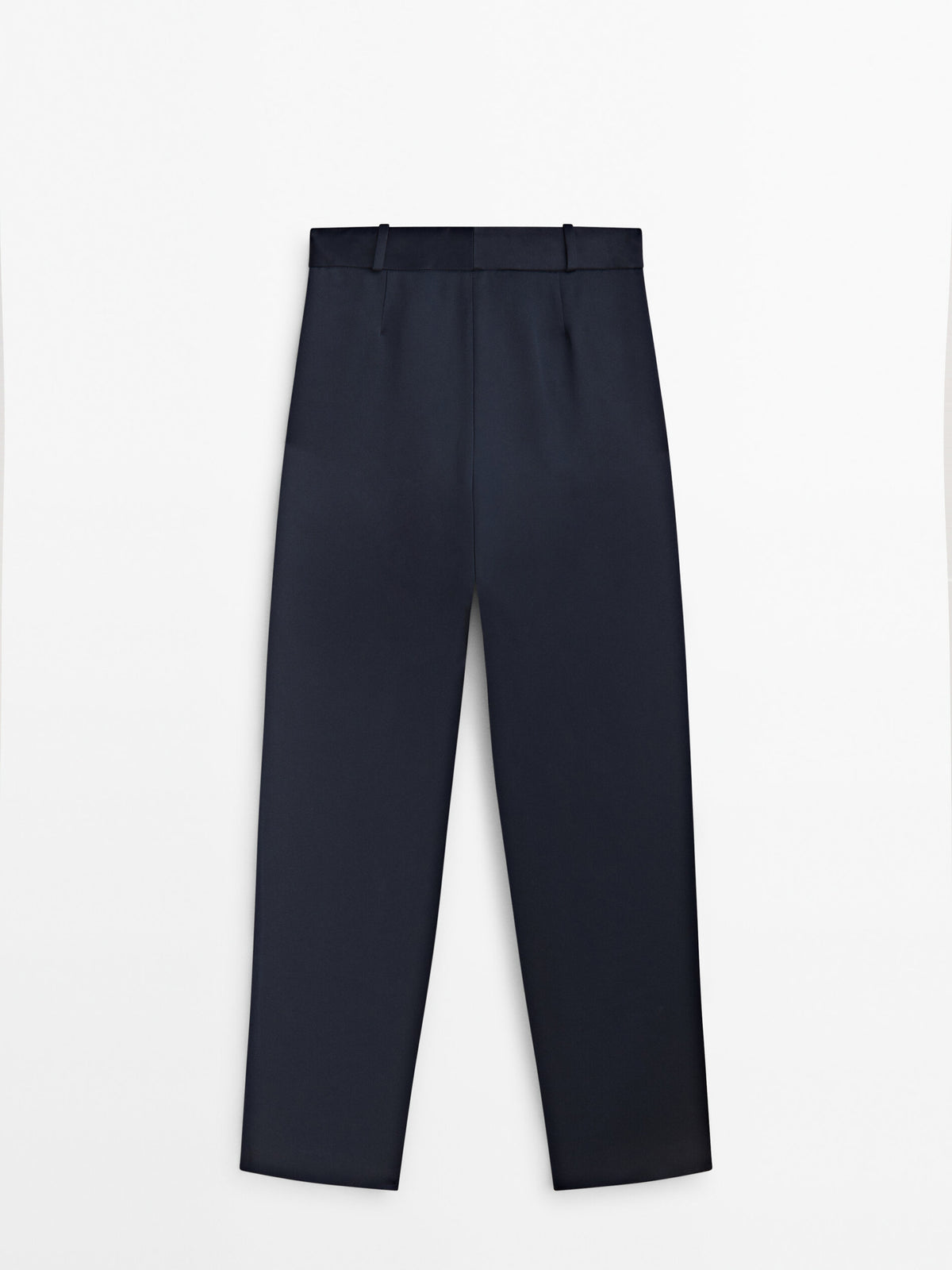 Pantalón fluido satinado pinzas -Studio - AZUL MARINO