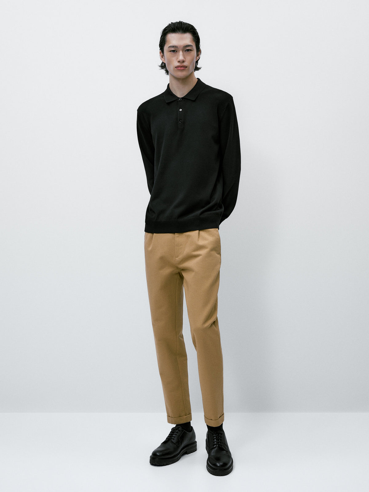 Jersey punto cuello polo confort - NEGRO