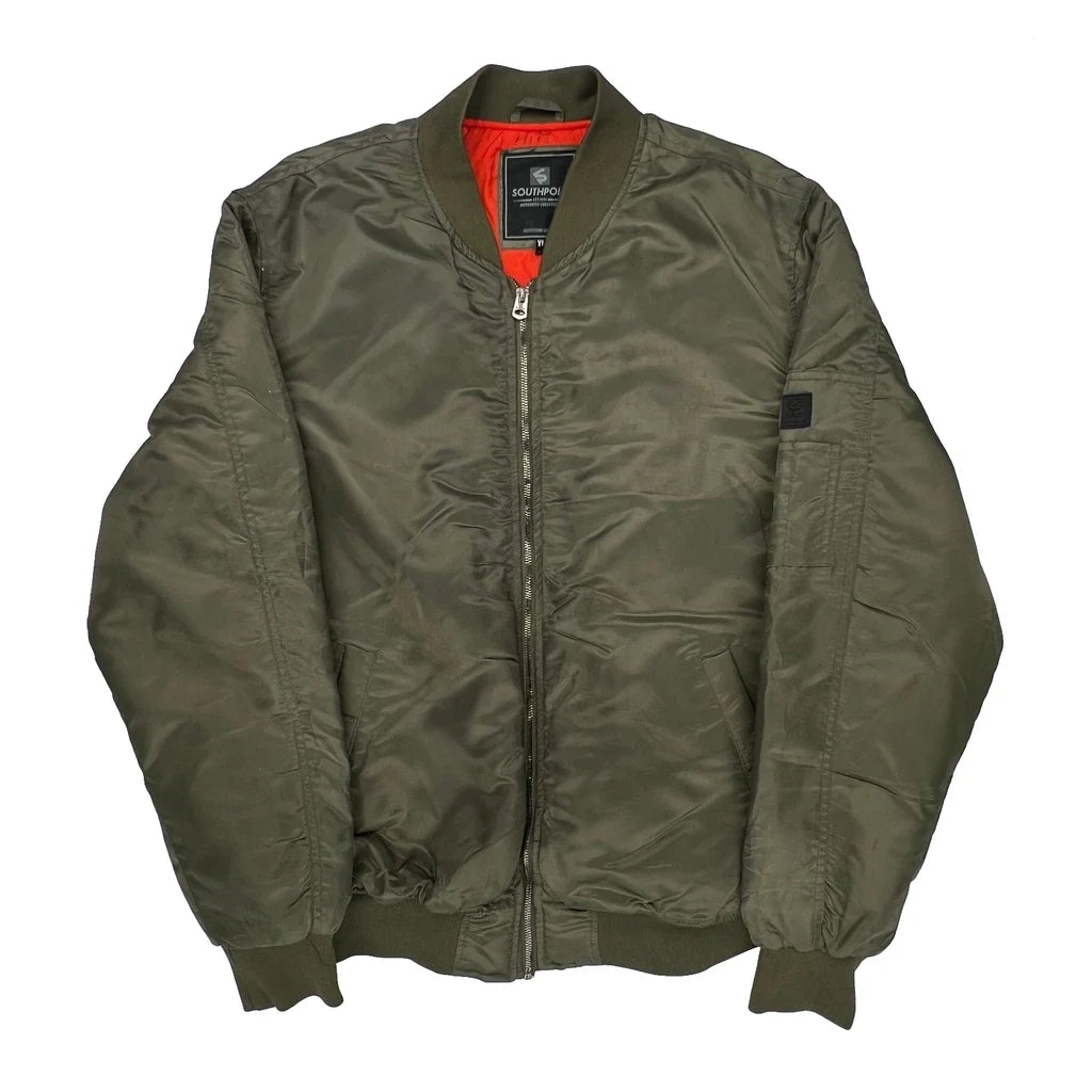Southpole Ma1 Bomber Jacket - XL Green Polyester