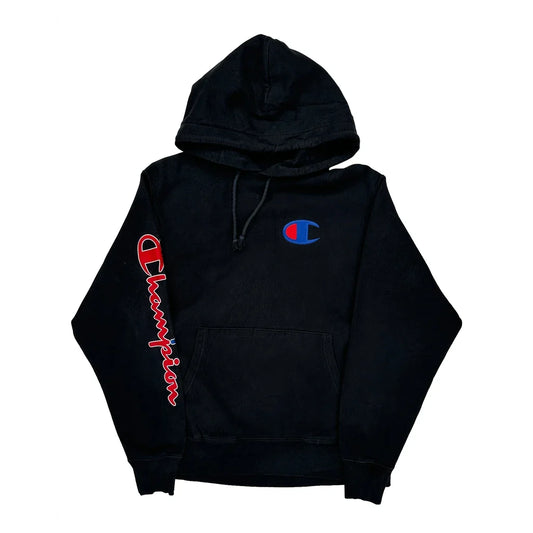 Reverse Weave Champion Spellout Hoodie - Medium Black Cotton