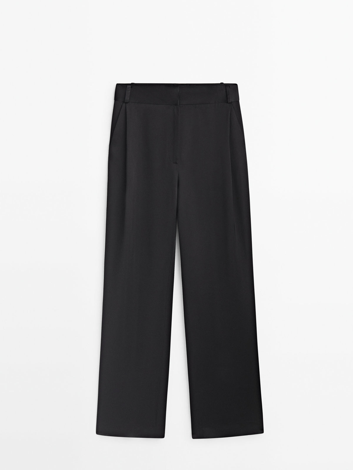 Pantalón negro satinado pinzas -Studio - NEGRO