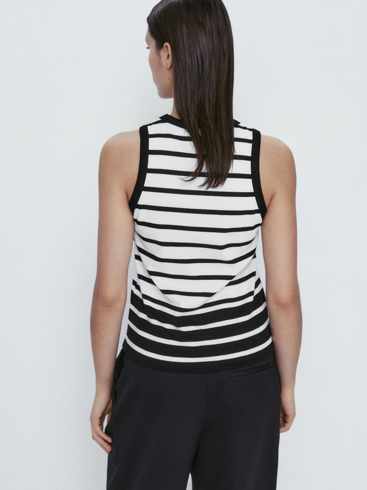 Camiseta rayas contraste sin mangas - CRUDO