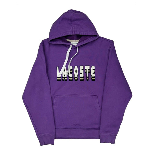 Lacoste Spellout Hoodie - Medium Purple Cotton