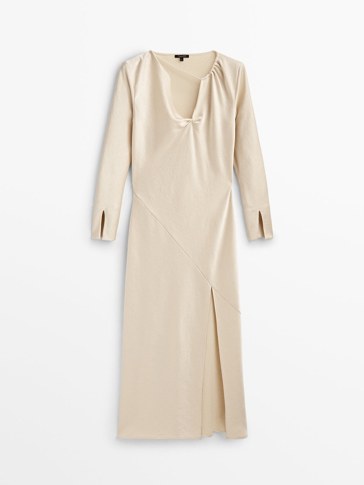 Vestido largo satinado cut out - CHAMPÁN