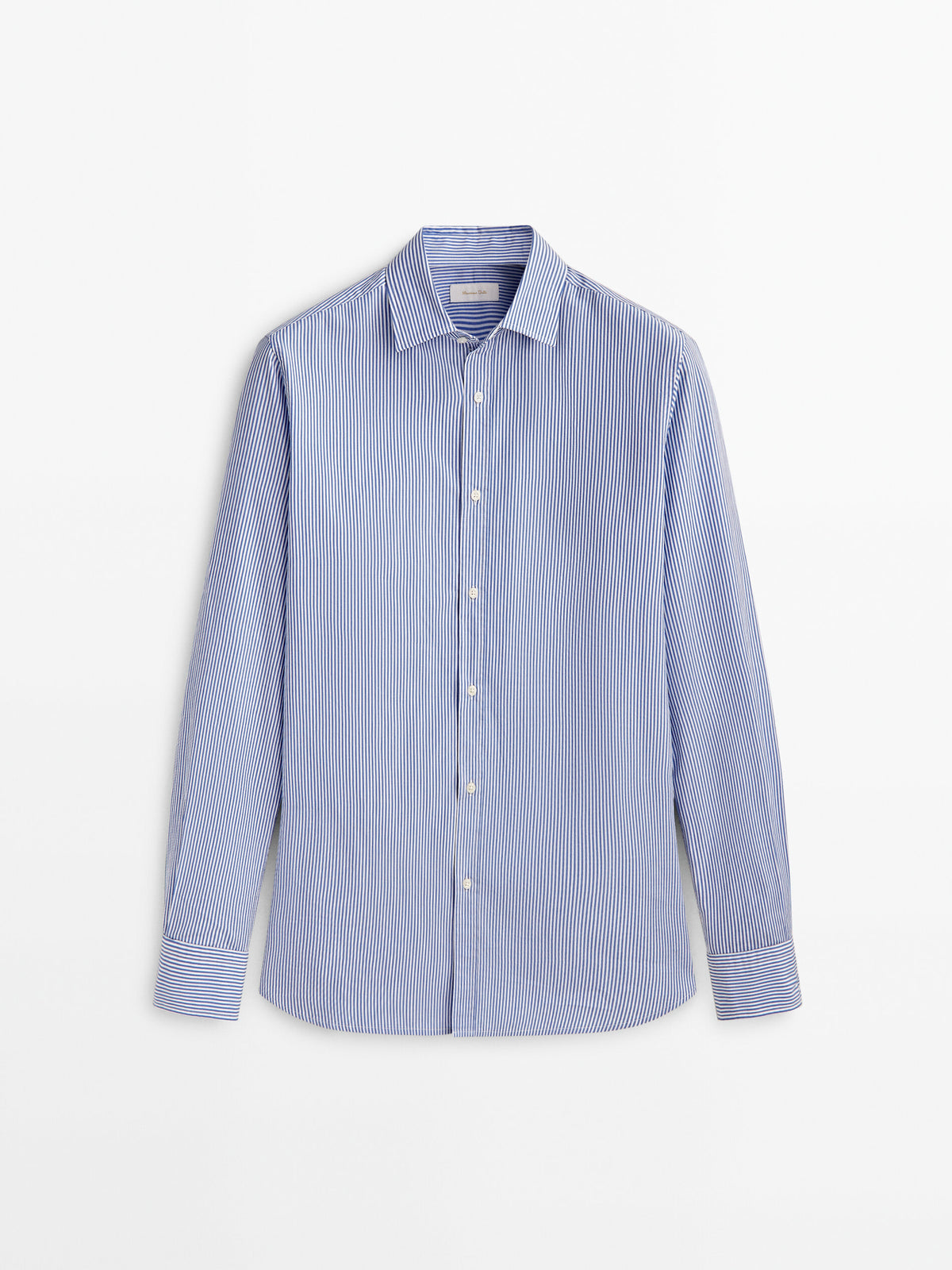 Camisa popelín rayas algodón slim fit - CELESTE