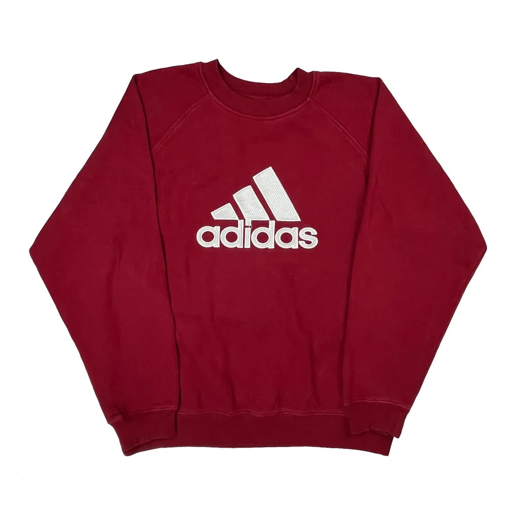 Adidas Raglan Graphic Sweatshirt - XL Red Cotton